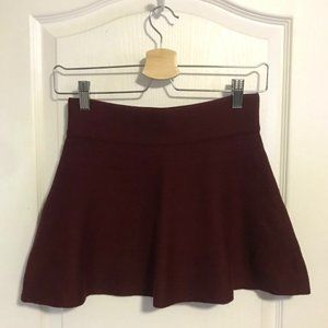 TALULA (ARITZIA) Burgundy Knit A-line Mini Skirt